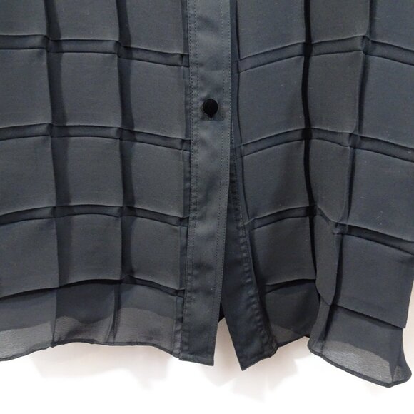 Yoshimi Koyama Paris Sheer Black Blouse Size M Velvet Buttons Patchwork Lagenloo - Picture 4 of 7